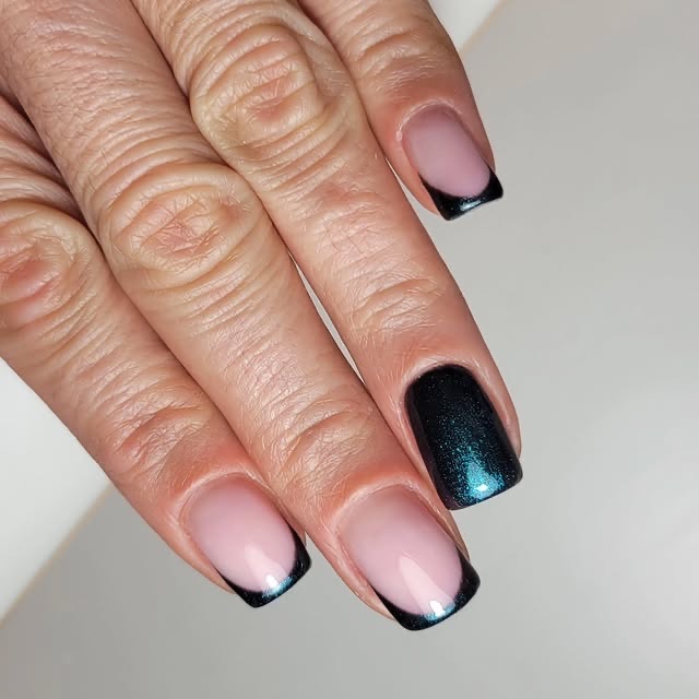 Gel BIAB nail art detail, close-up